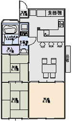 珪藻土 無垢材 自然素材リフォームの日吉プラス:キッチンリフォーム後の間取図