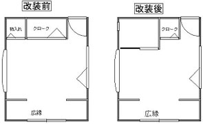珪藻土 無垢材 自然素材リフォームの日吉プラス:トイレリフォーム間取図