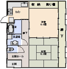 珪藻土 無垢材 自然素材リフォームの日吉プラス:洗面所リフォーム前の平面図